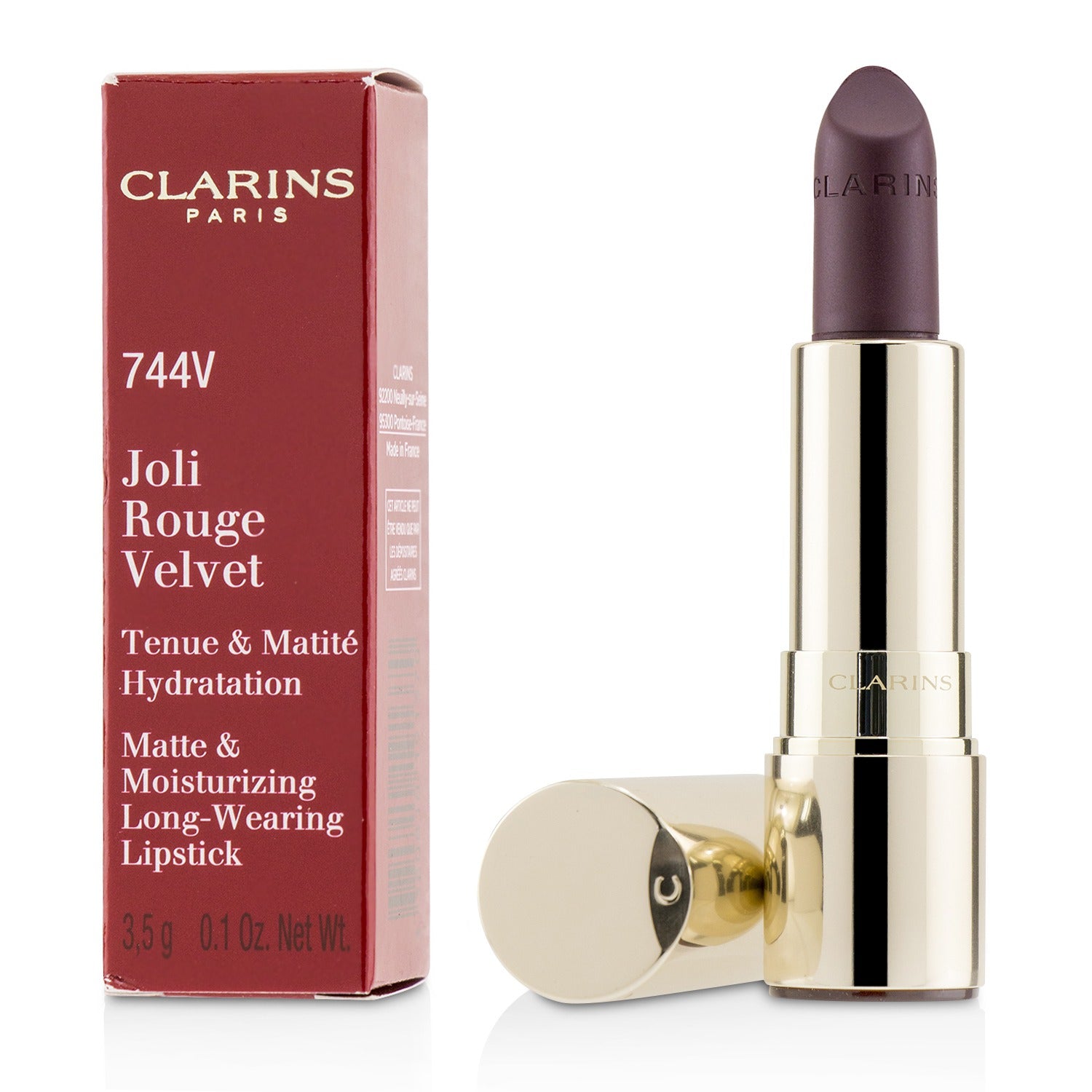 Clarins/クラランス+ジョリ ルージュ ヴェルヴェット (マット & モイスチャライジング ロング ウェアリング リップスティック)+3.5g/0.1oz+# 744V Plum ブランドコスメ
